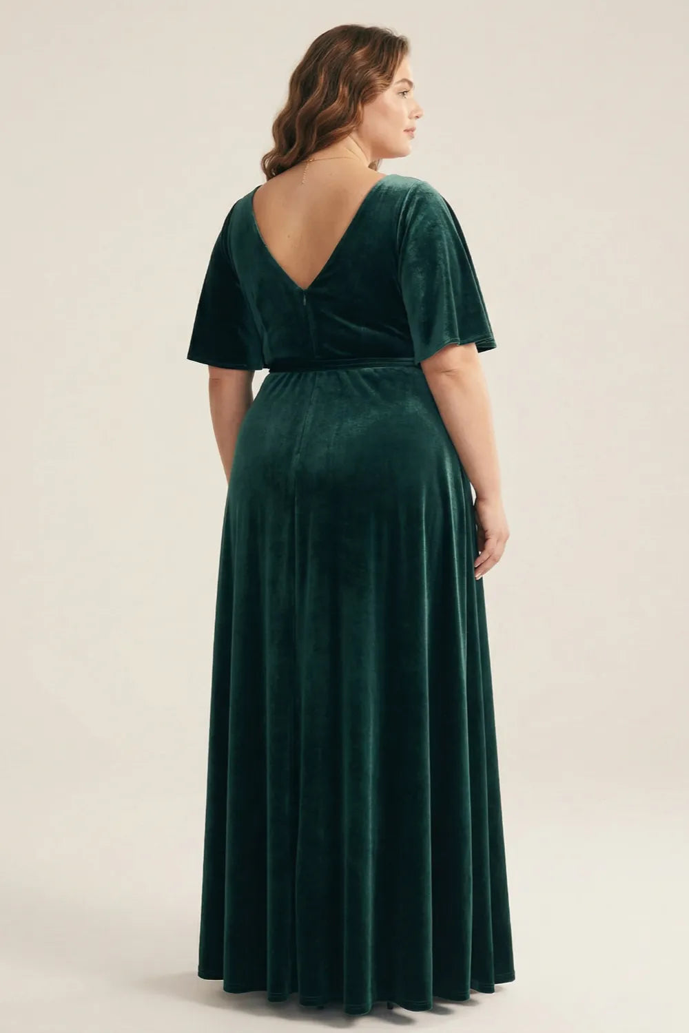 Elegant Emerald Green Velvet Wrap Maxi Dress