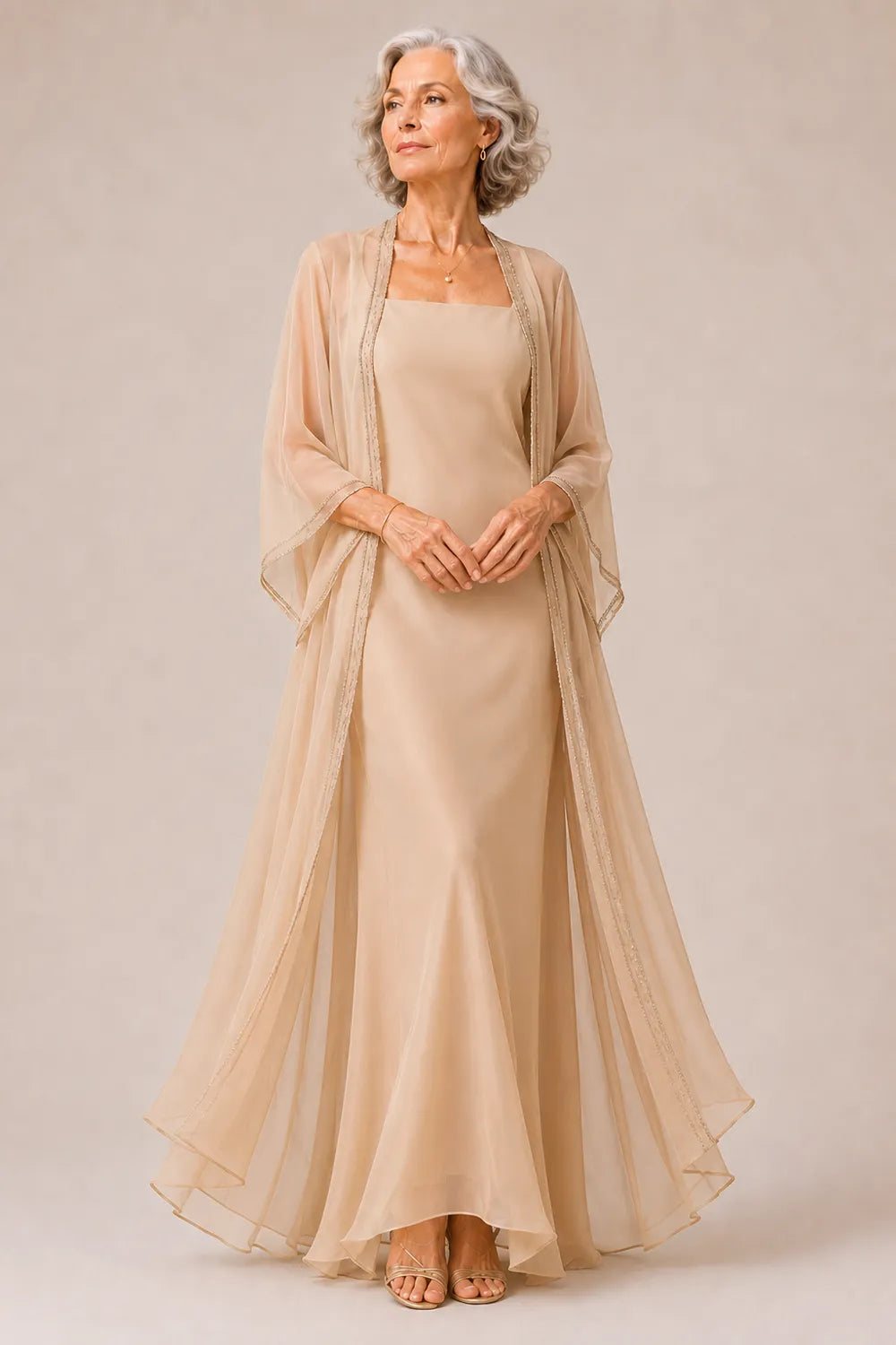 Chiffon Mother of the Bride Dress with Sheer Jacket
