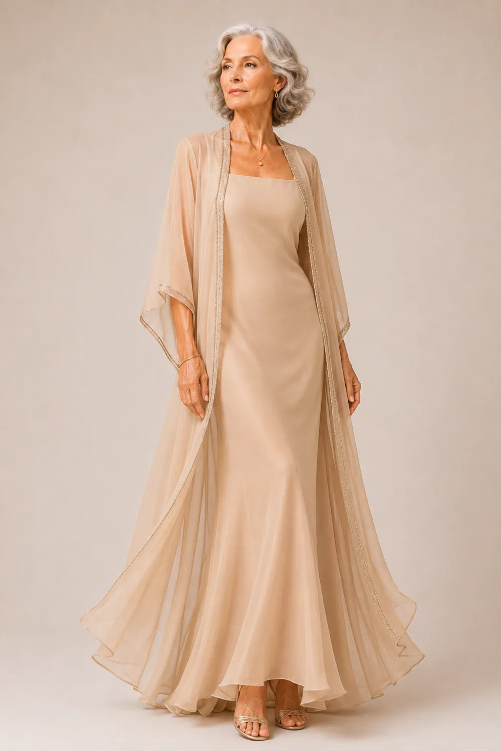 Chiffon Mother of the Bride Dress with Sheer Jacket