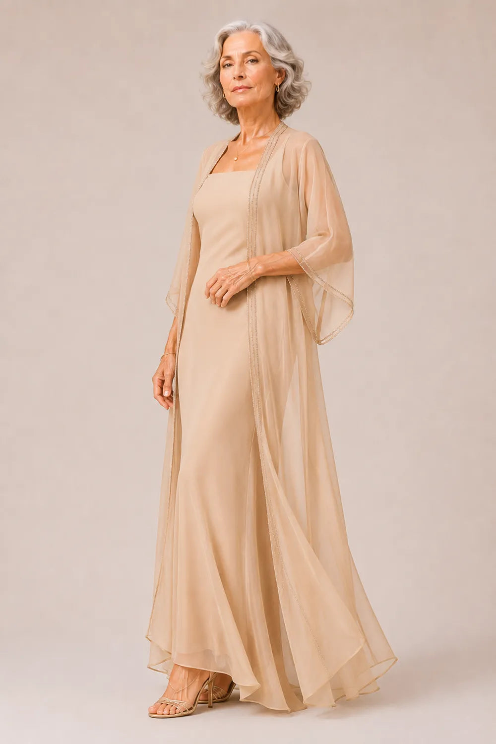 Chiffon Mother of the Bride Dress with Sheer Jacket