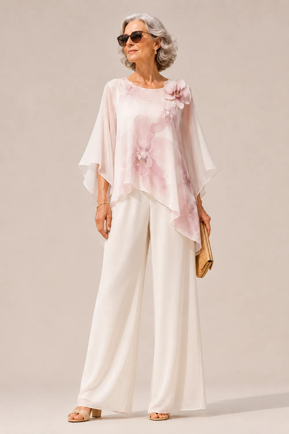 Elegant Asymmetrical Overlay Wide-Leg Formal Pant Set