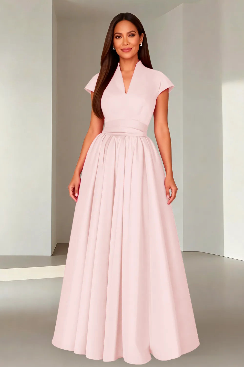 Elegant V-Neck Maxi Formal Dress for Women