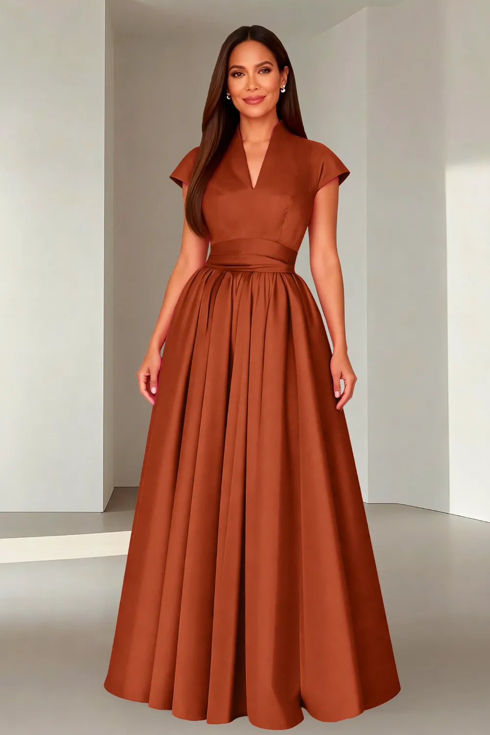 Elegant V-Neck Maxi Formal Dress for Women