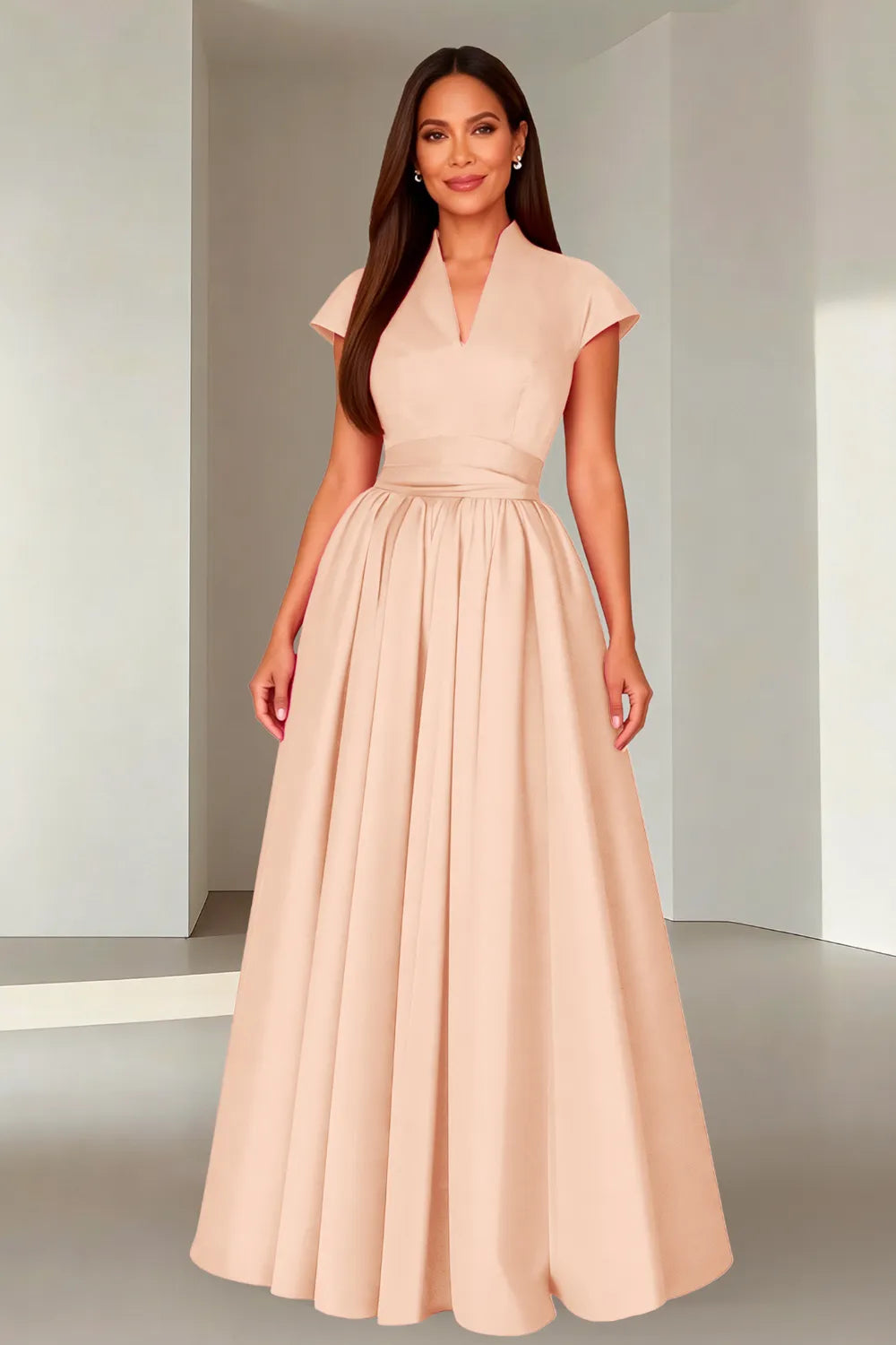 Elegant V-Neck Maxi Formal Dress for Women