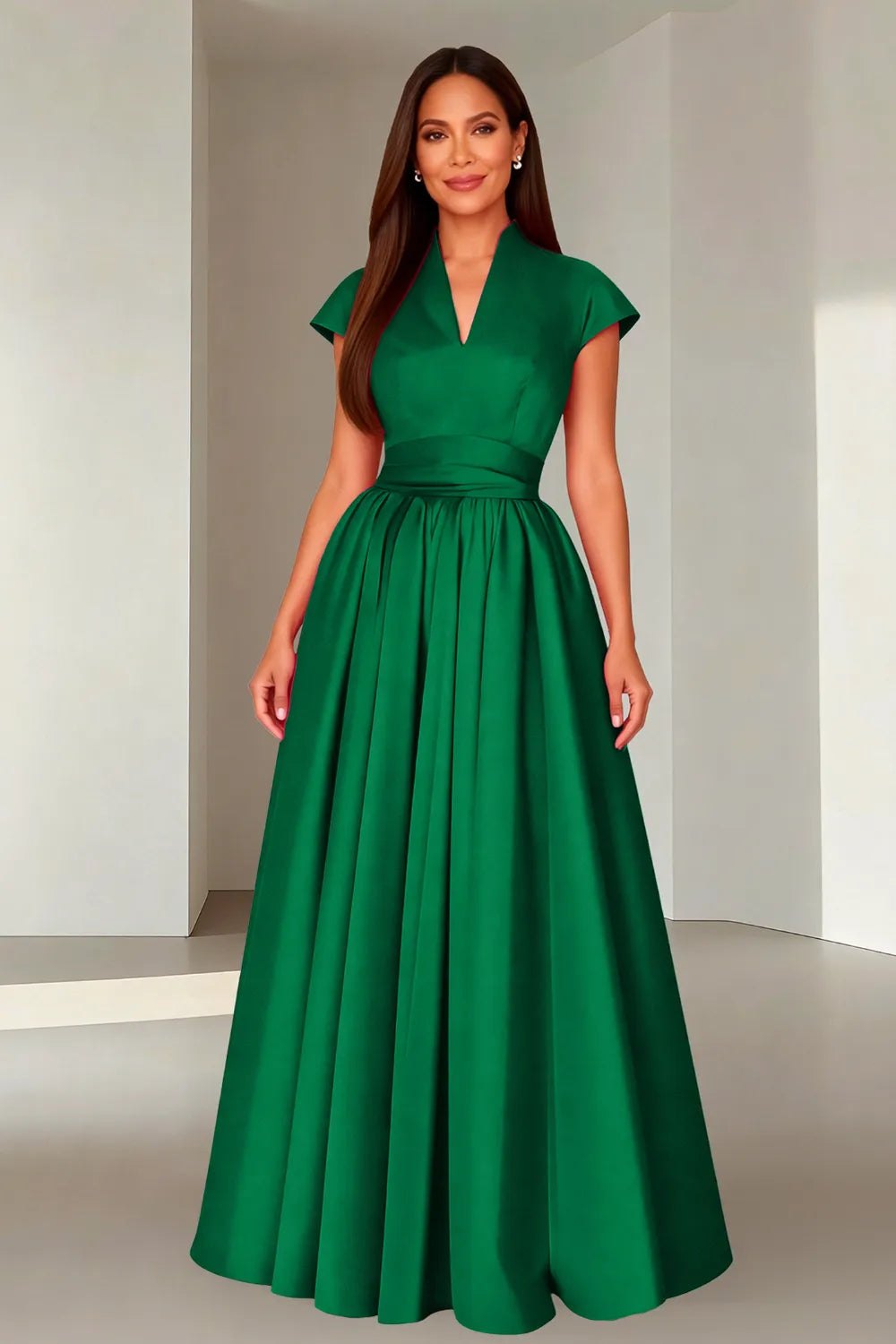 Elegant V-Neck Maxi Formal Dress for Women