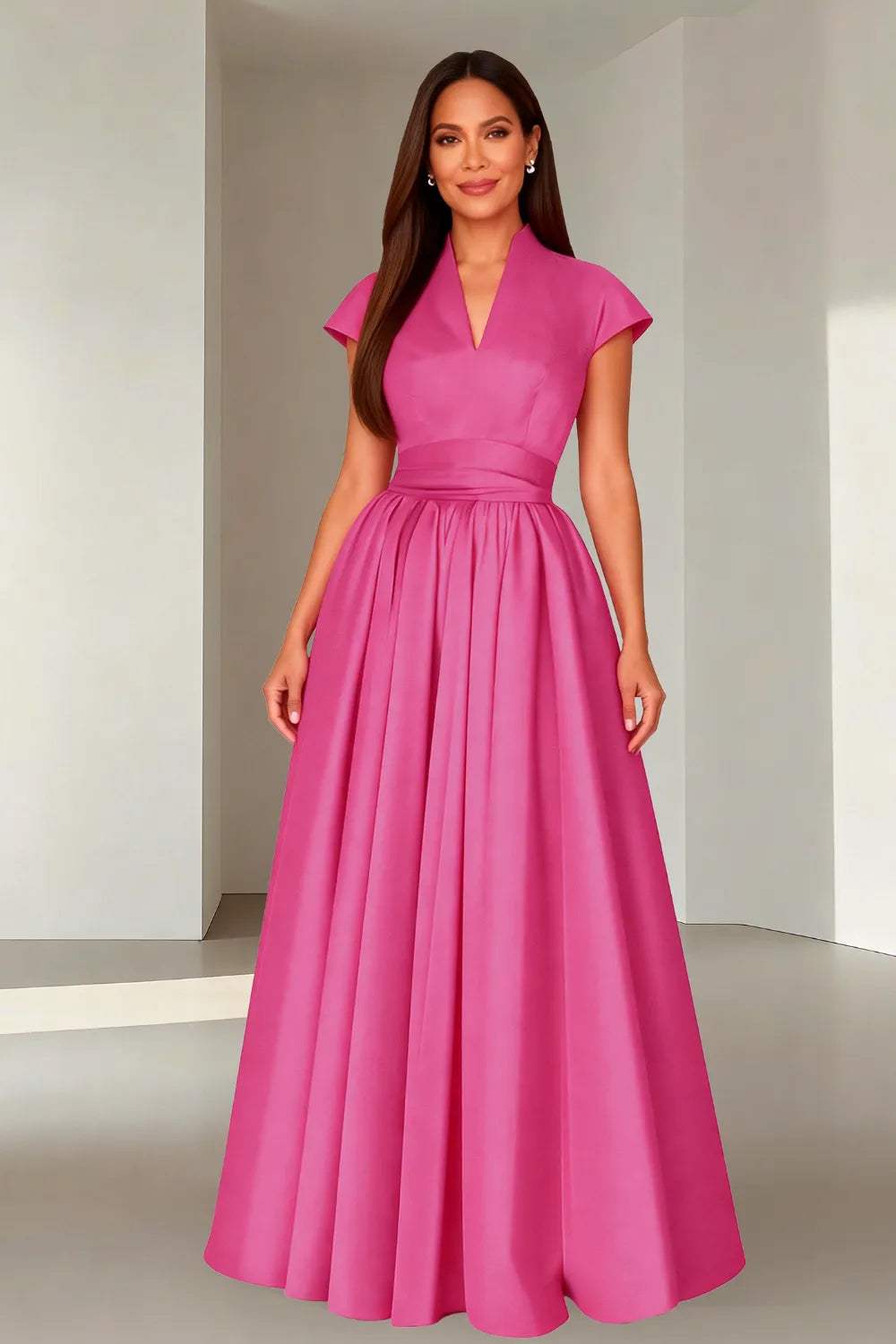 Elegant V-Neck Maxi Formal Dress for Women