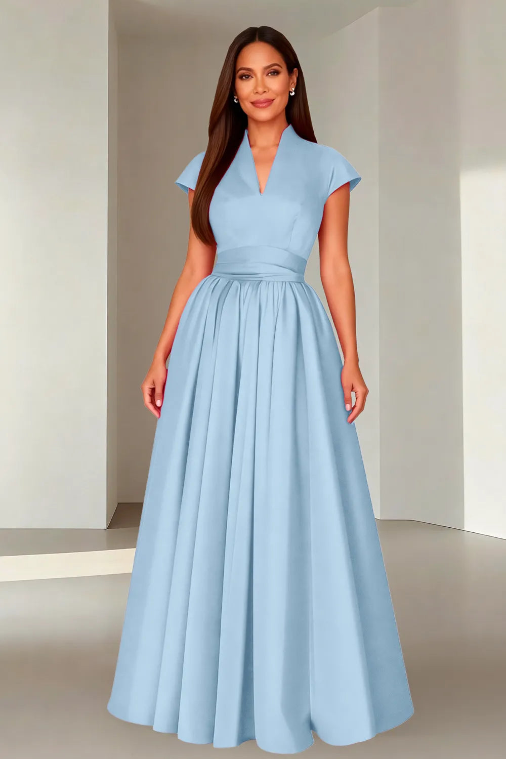 Elegant V-Neck Maxi Formal Dress for Women