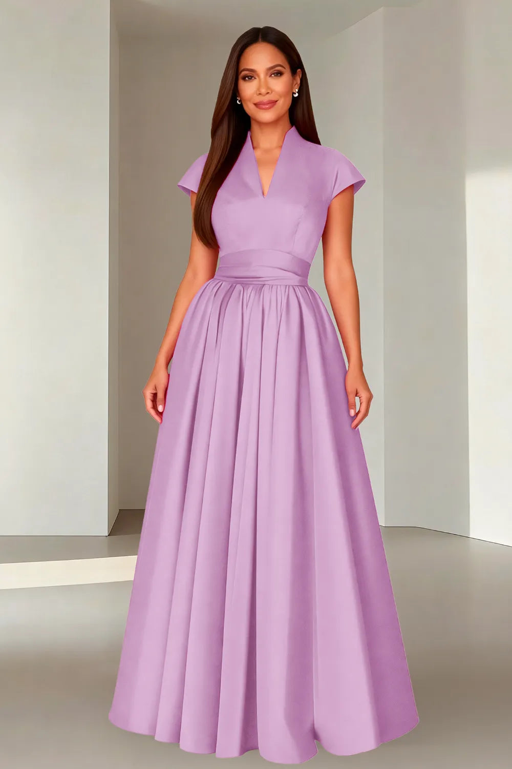 Elegant V-Neck Maxi Formal Dress for Women