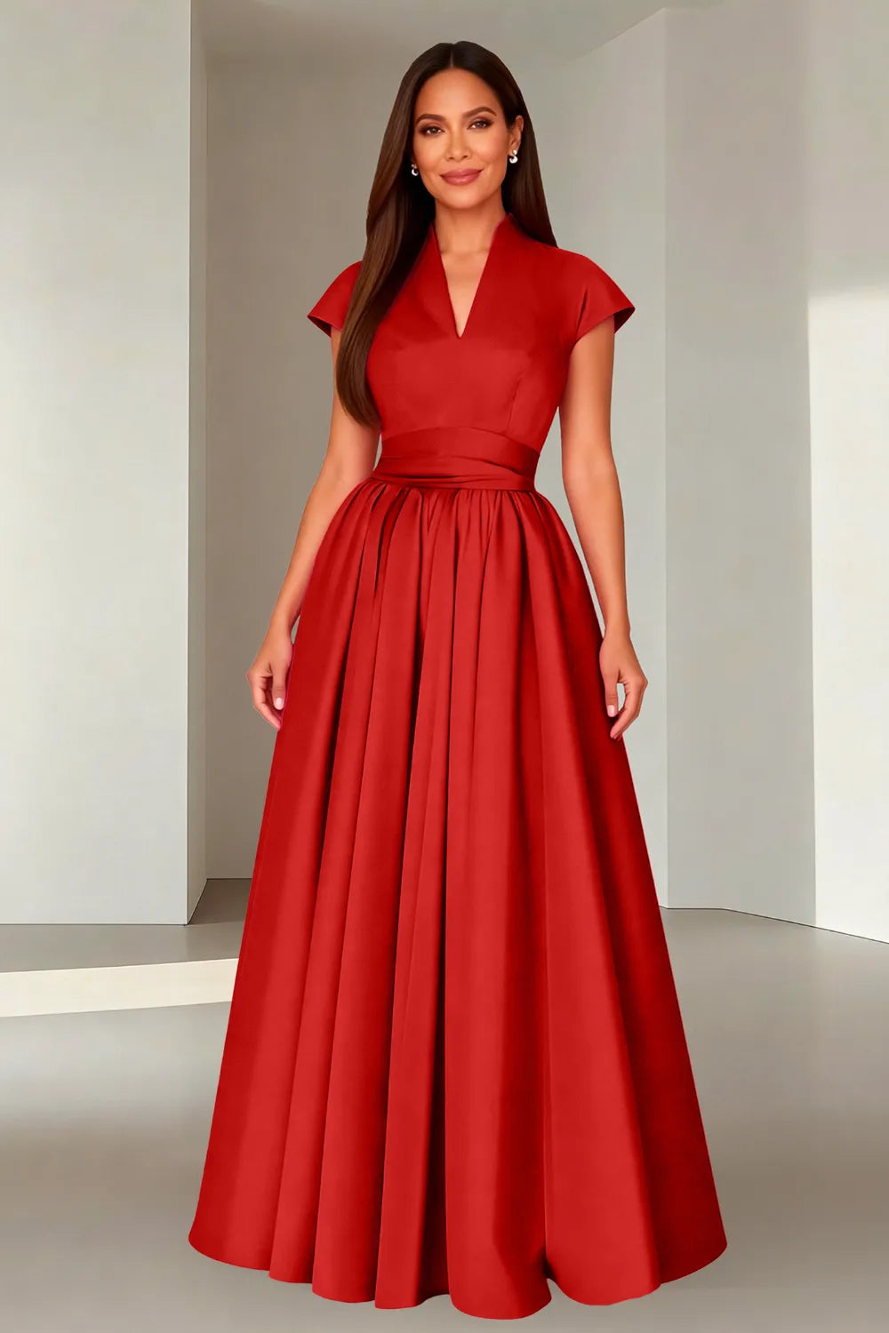 Elegant V-Neck Maxi Formal Dress for Women