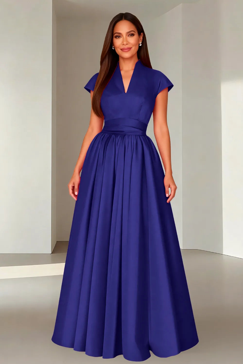 Elegant V-Neck Maxi Formal Dress for Women