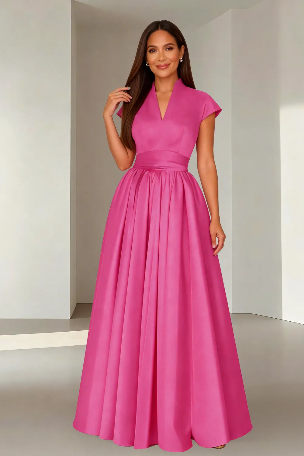 Elegant V-Neck Maxi Formal Dress for Women