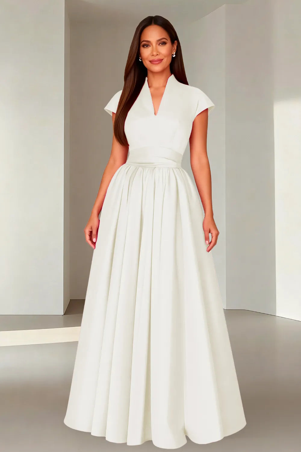 Elegant V-Neck Maxi Formal Dress for Women