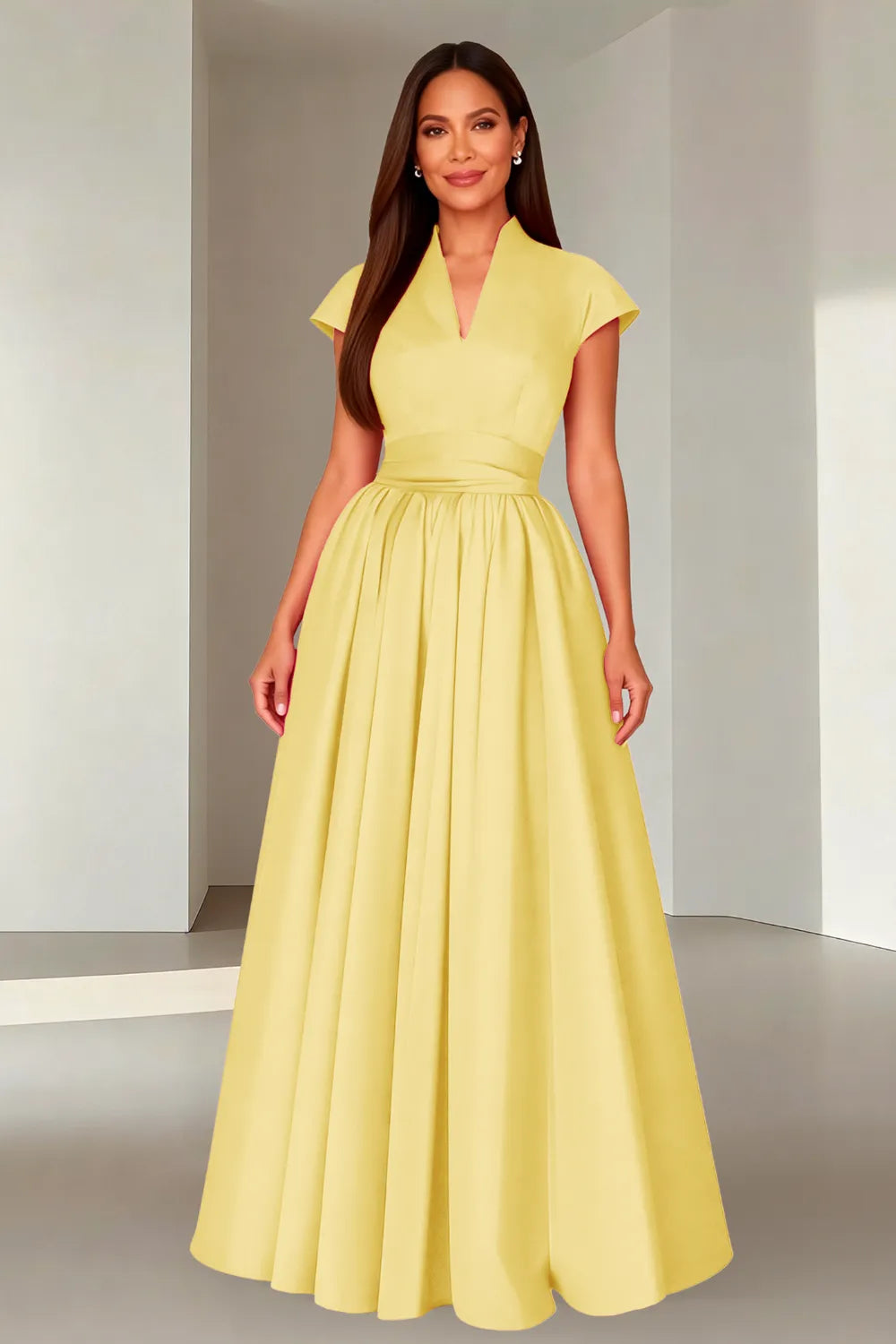 Elegant V-Neck Maxi Formal Dress for Women