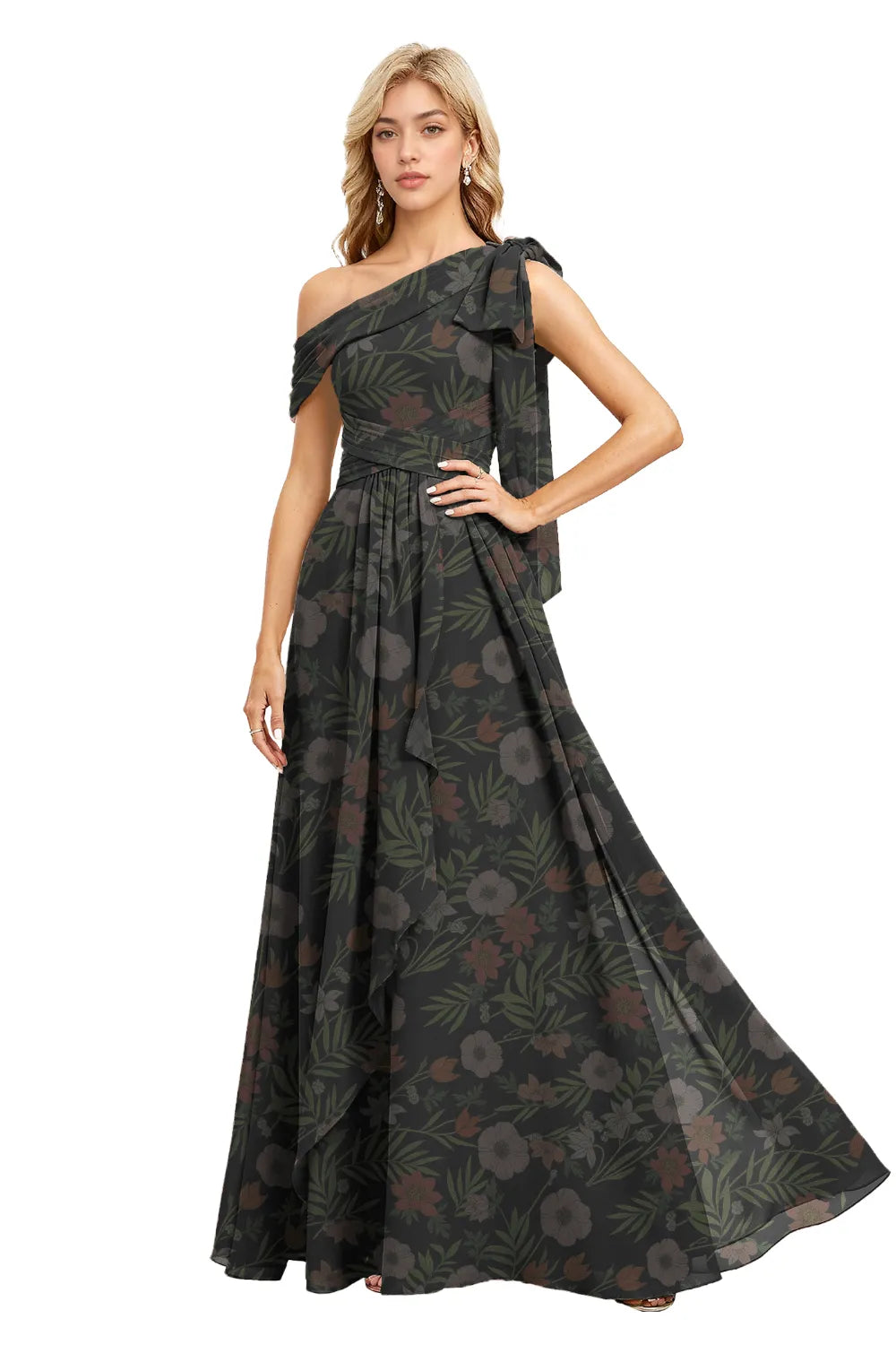 Romantic A-Line One-Shoulder Wedding Guest Gown