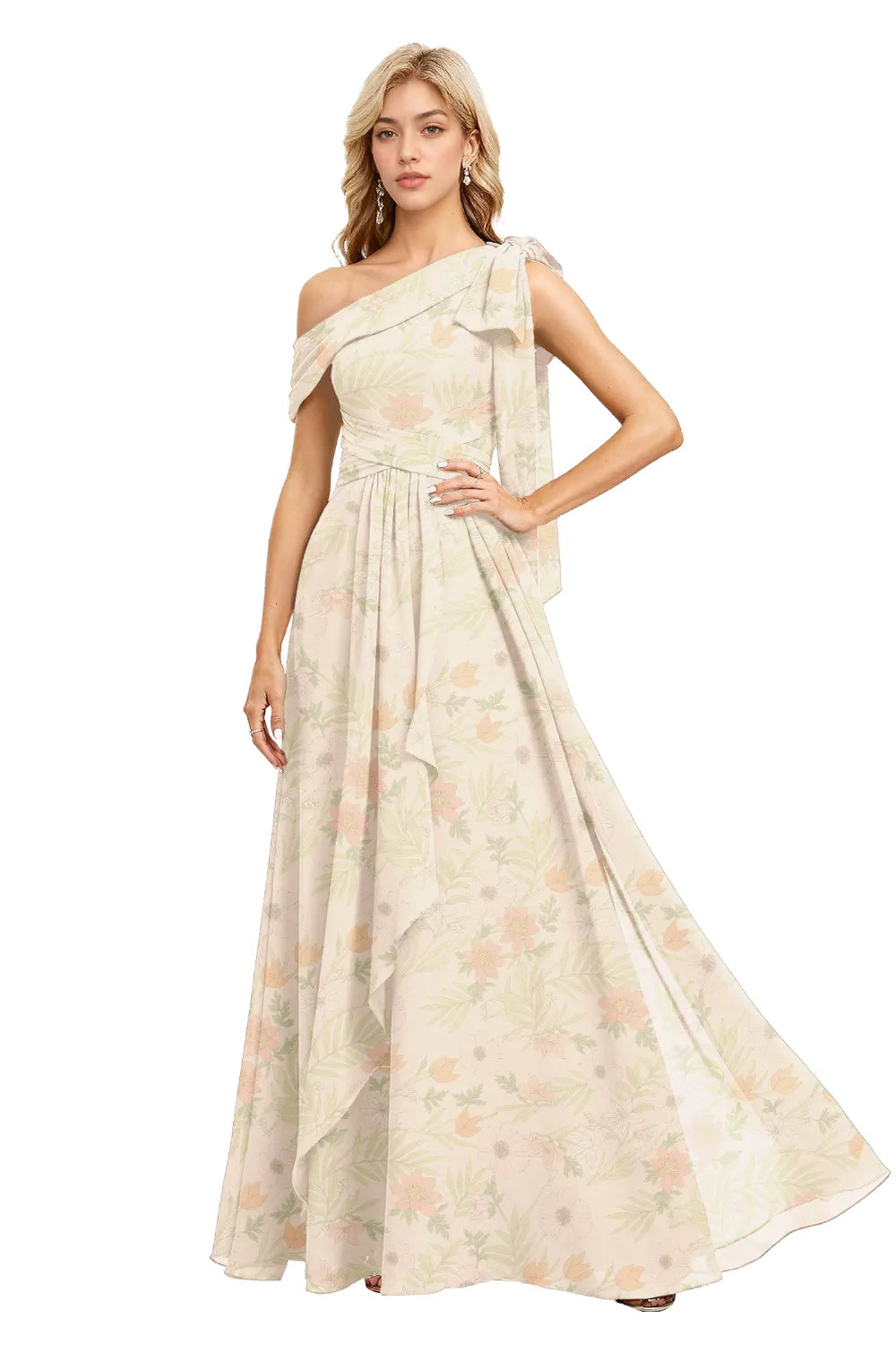 Romantic A-Line One-Shoulder Wedding Guest Gown