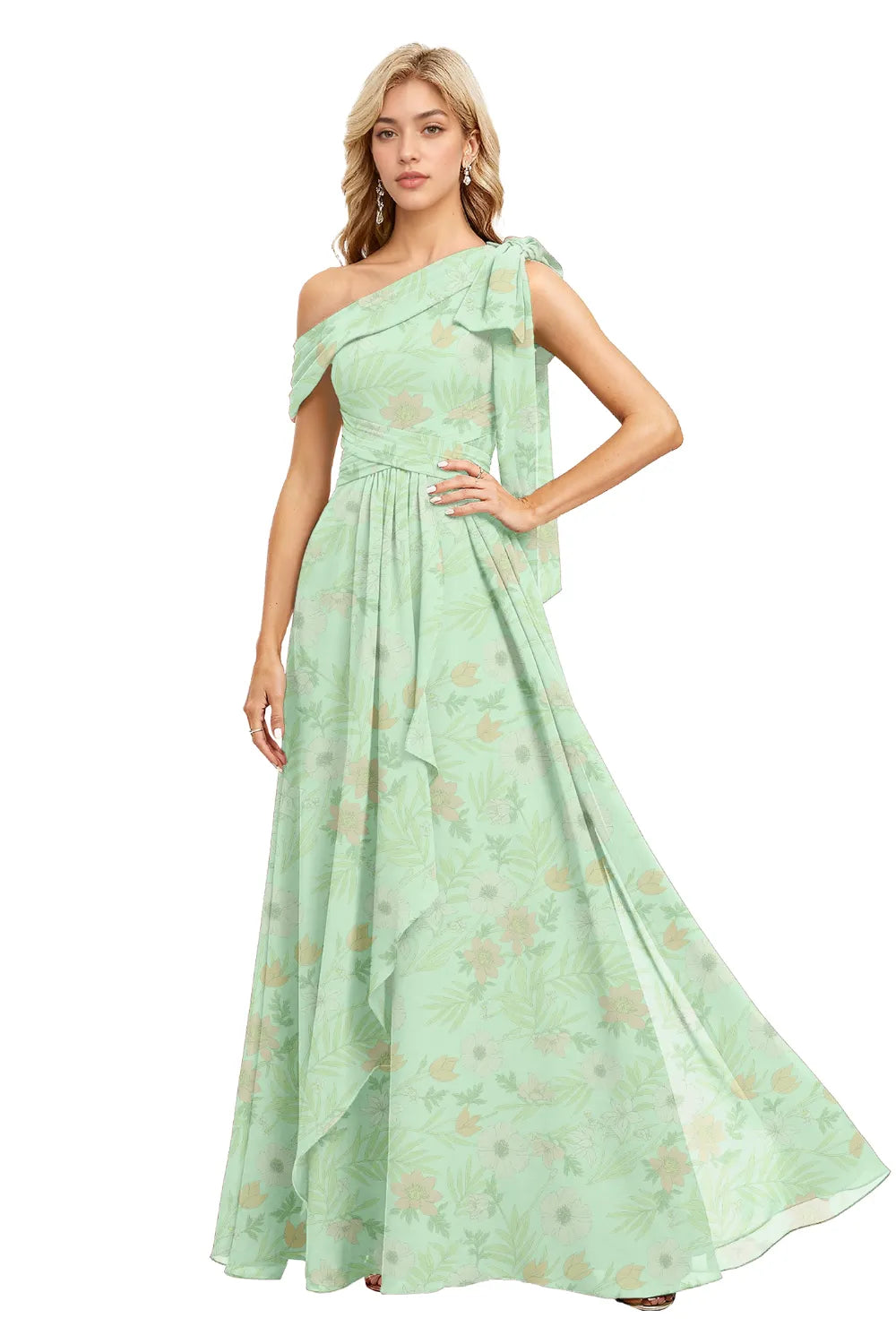 Romantic A-Line One-Shoulder Wedding Guest Gown