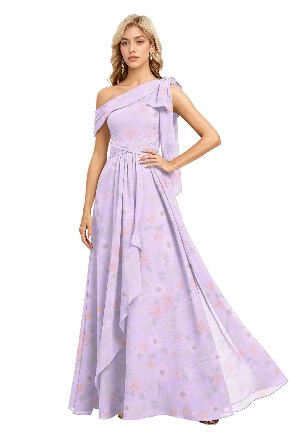 Romantic A-Line One-Shoulder Wedding Guest Gown