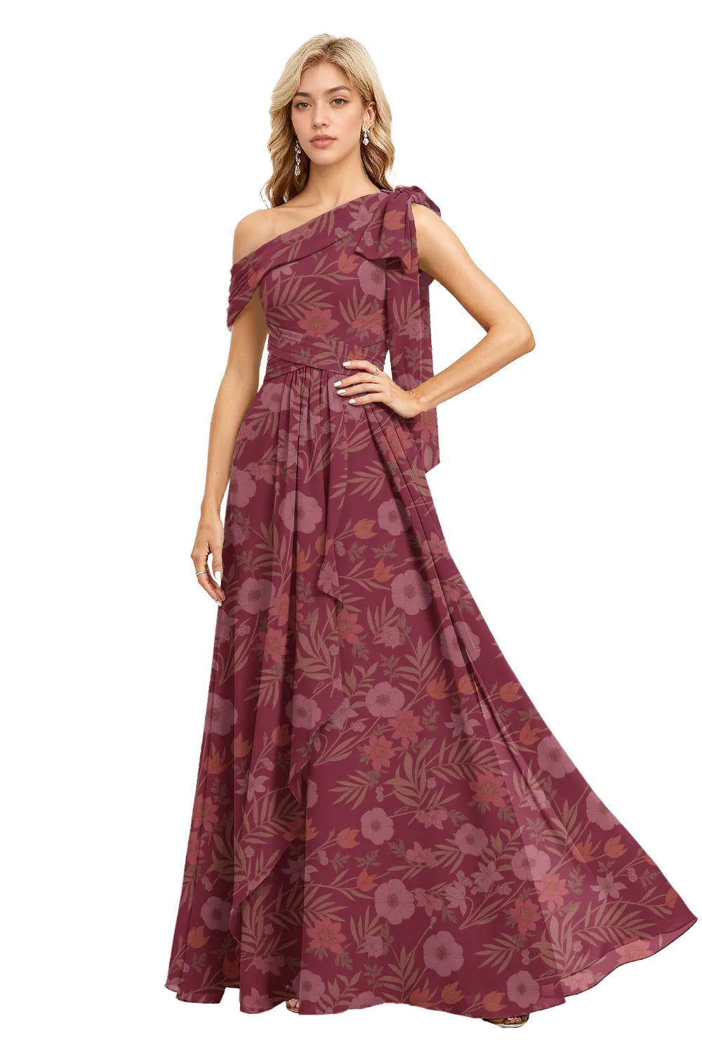 Romantic A-Line One-Shoulder Wedding Guest Gown