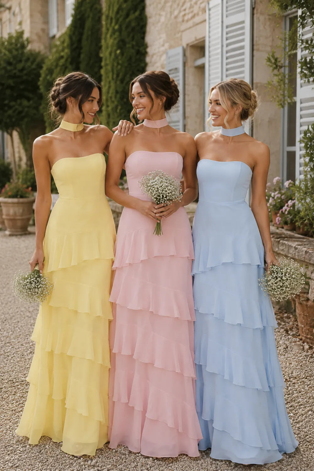 Halter Formal Dress with Ruffle Tiered Skirt