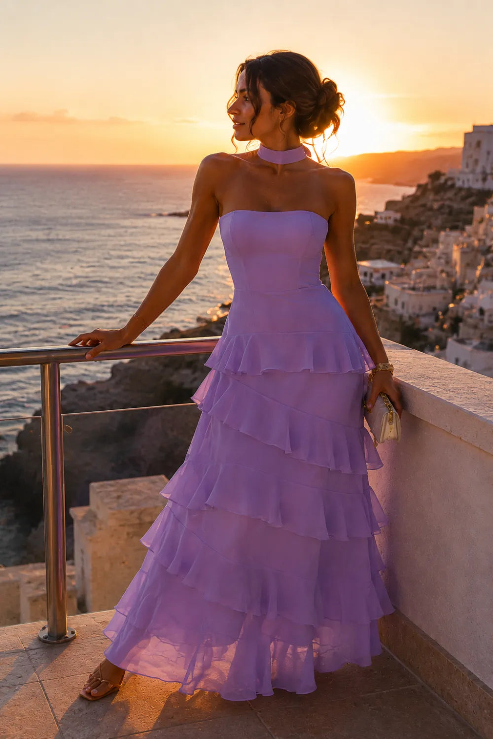 Halter Formal Dress with Ruffle Tiered Skirt