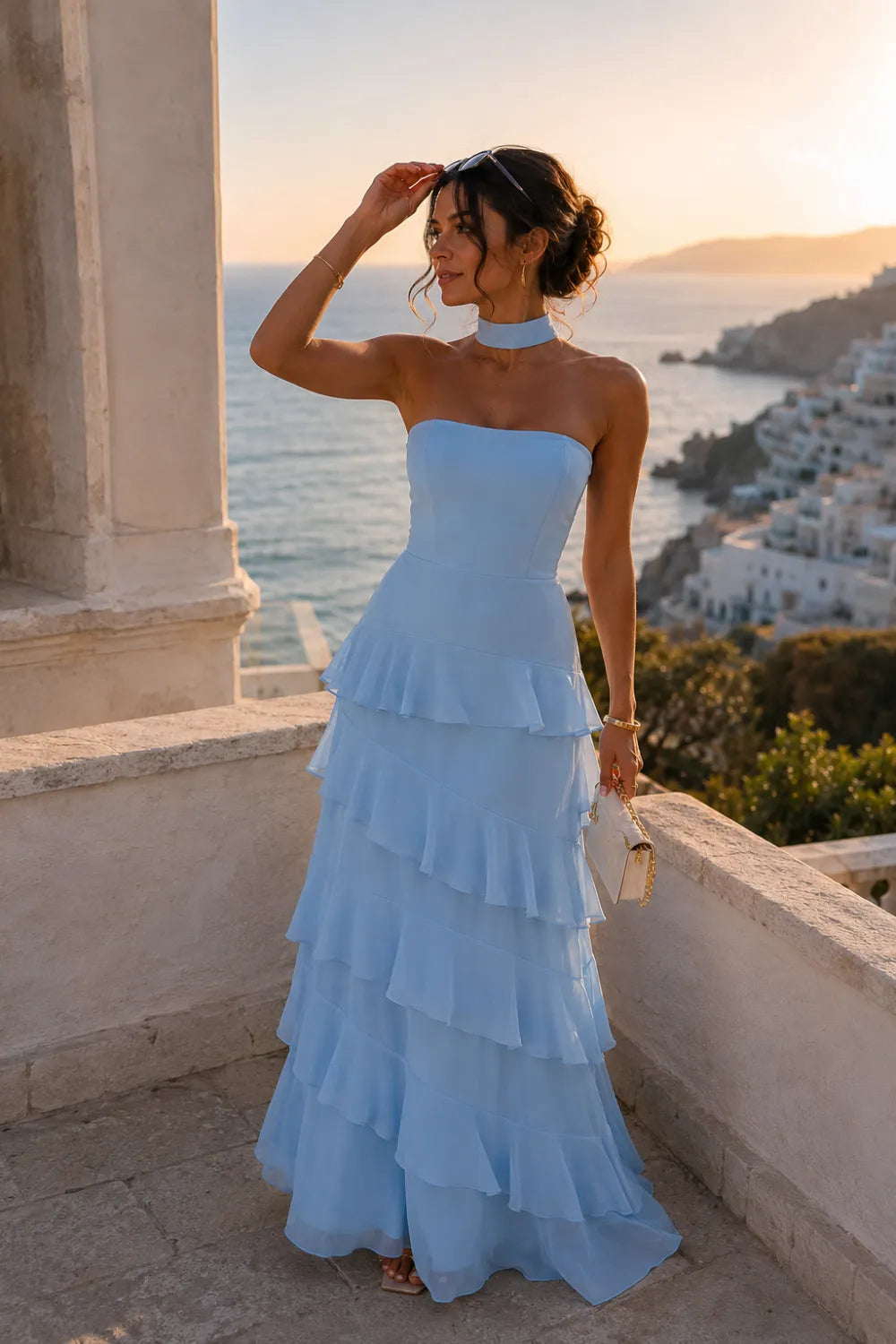 Halter Formal Dress with Ruffle Tiered Skirt