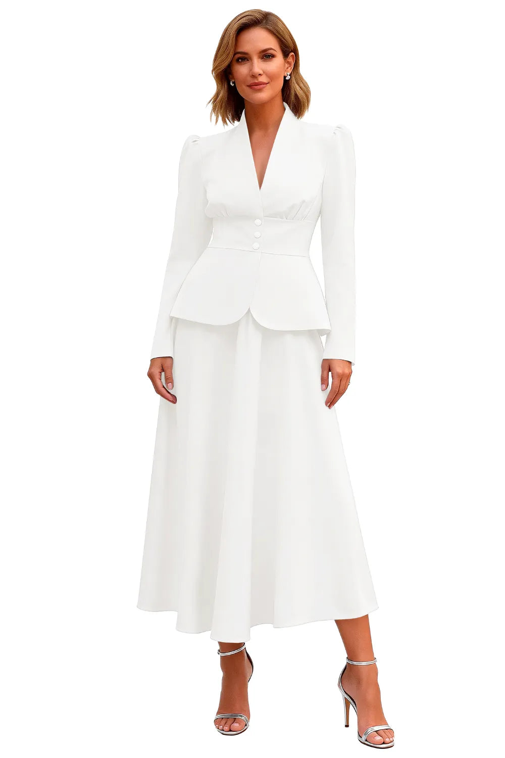 Elegant Long Sleeve Satin Wedding Guest Dress