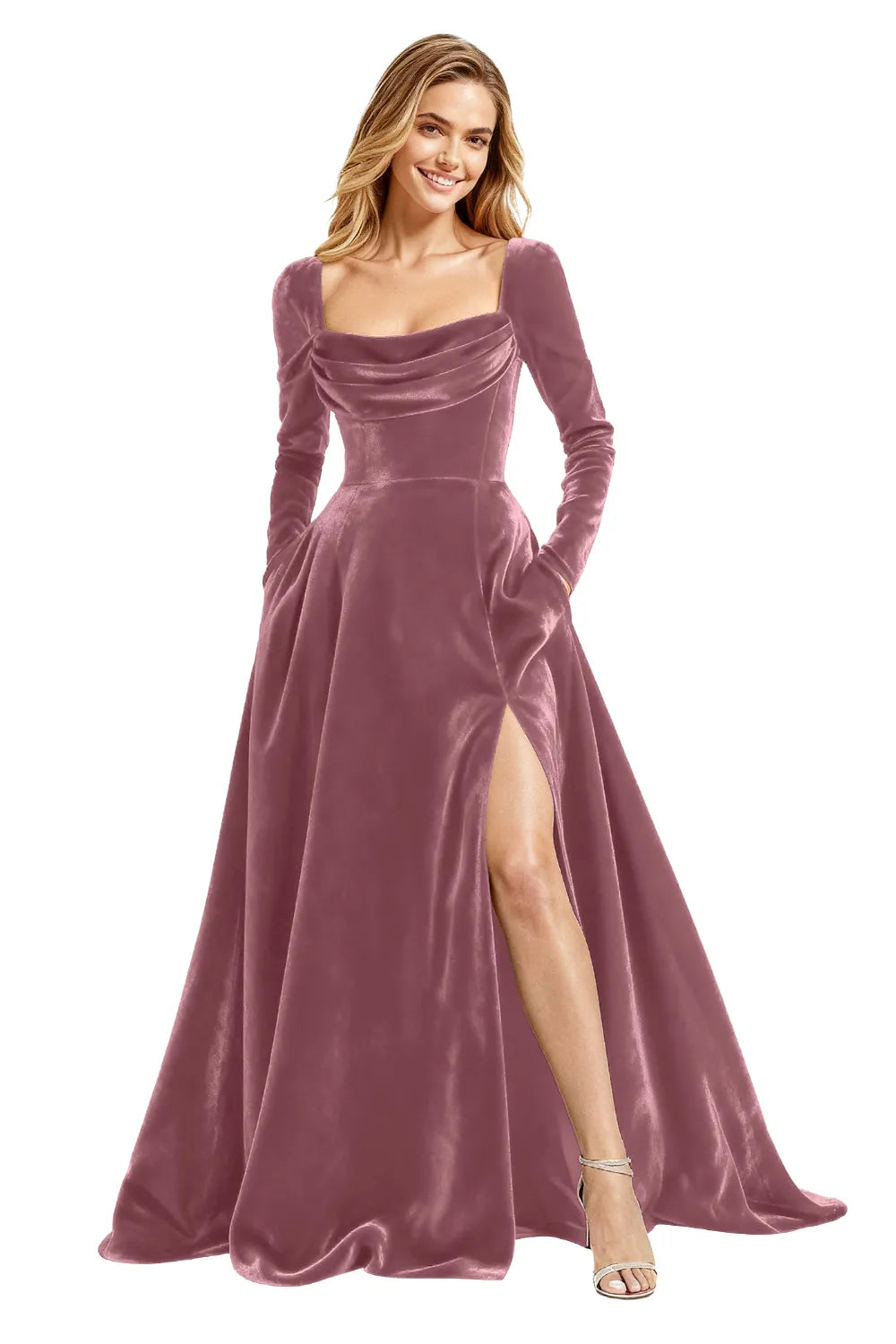 Vintage-Inspired Velvet Floor-Length Gala Gown