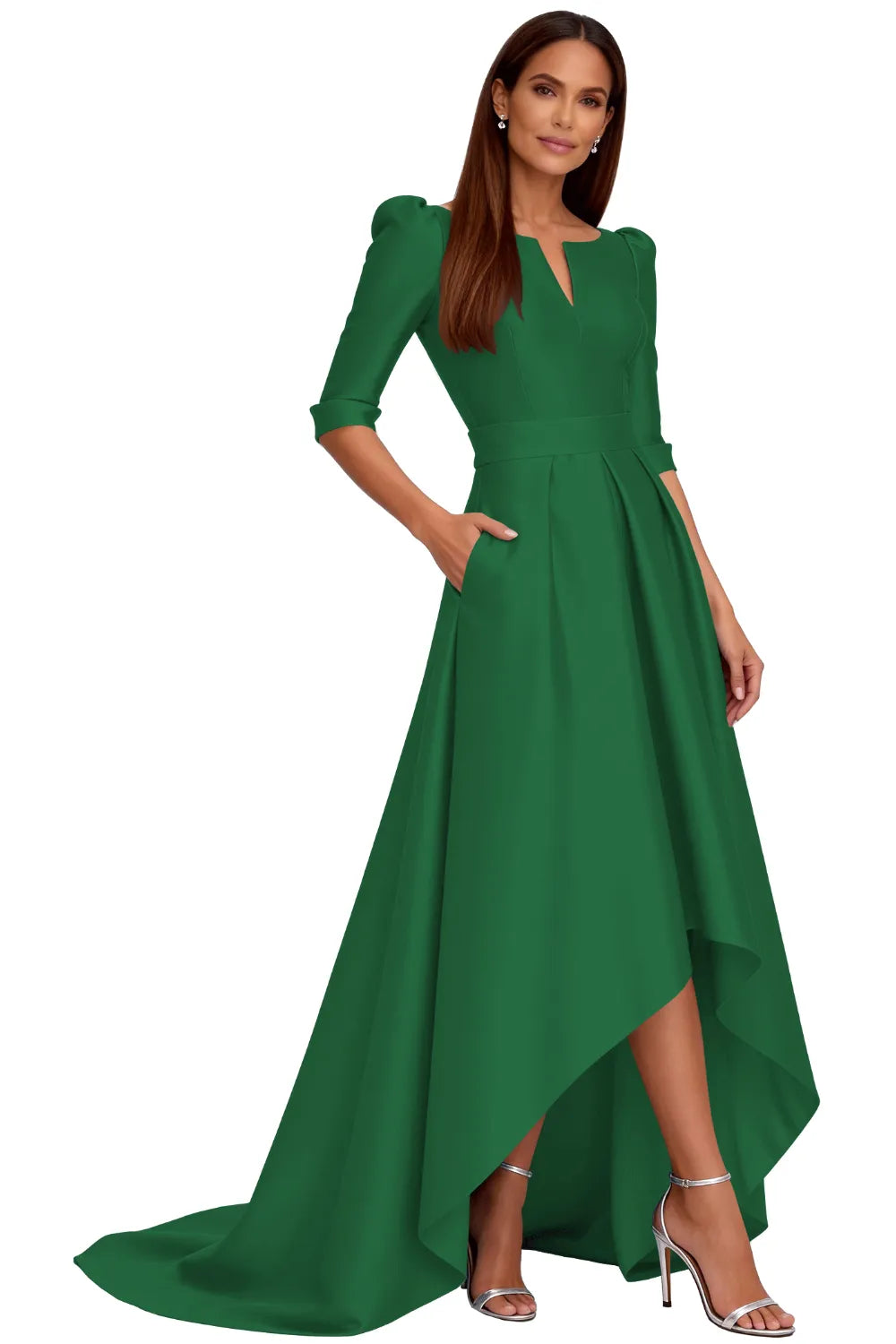 Classy Satin Formal High-Low Evening Gown