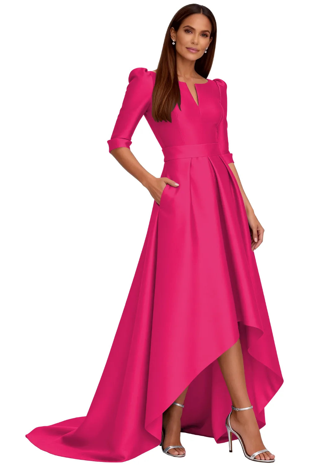 Classy Satin Formal High-Low Evening Gown