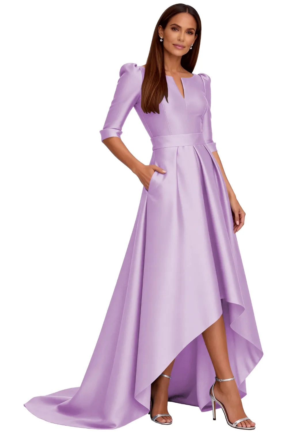 Classy Satin Formal High-Low Evening Gown