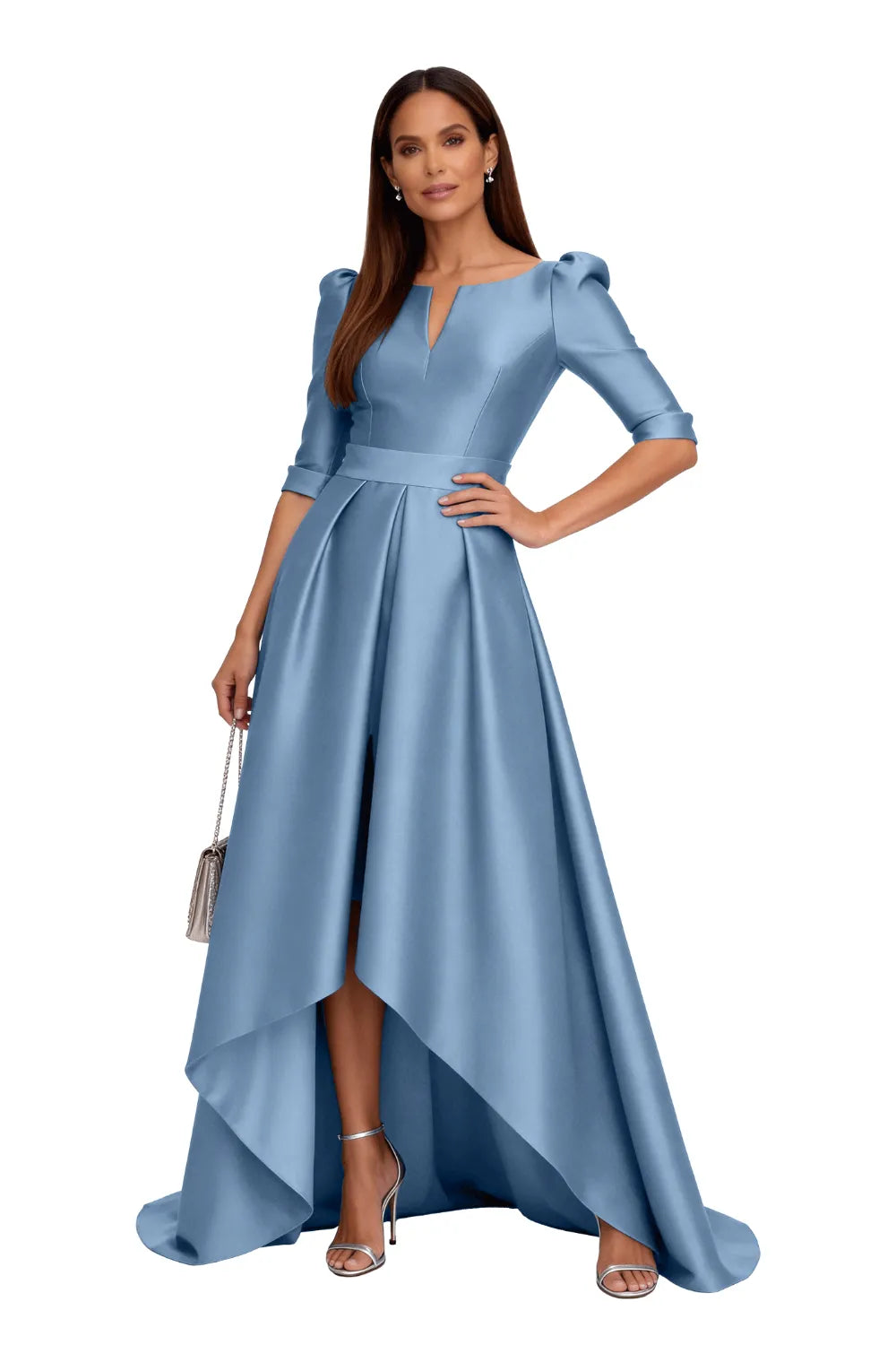 Classy Satin Formal High-Low Evening Gown