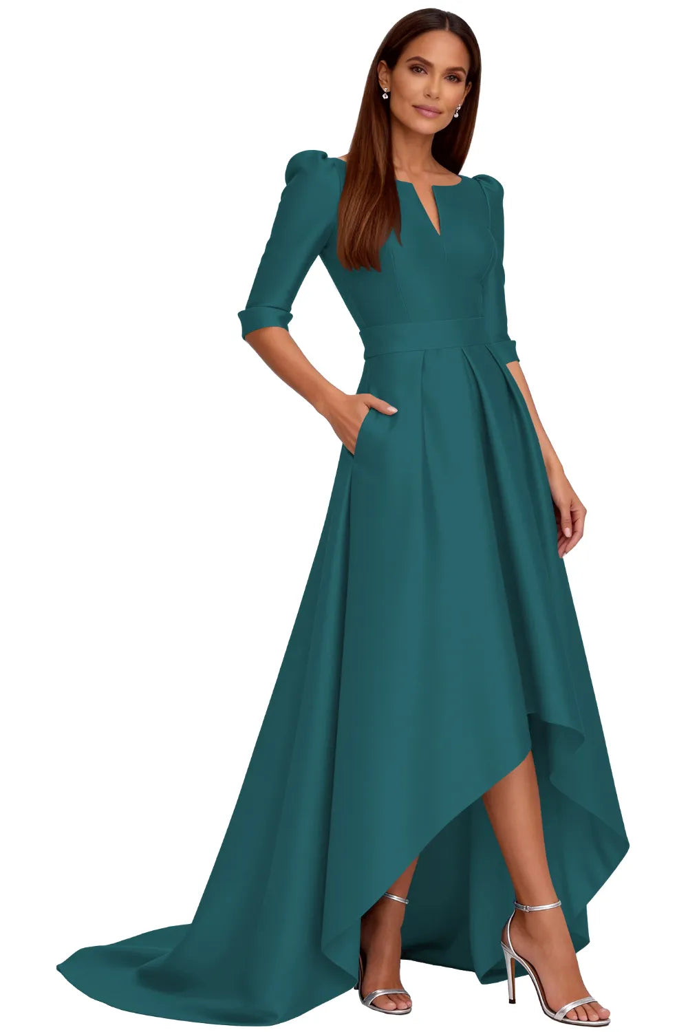 Classy Satin Formal High-Low Evening Gown