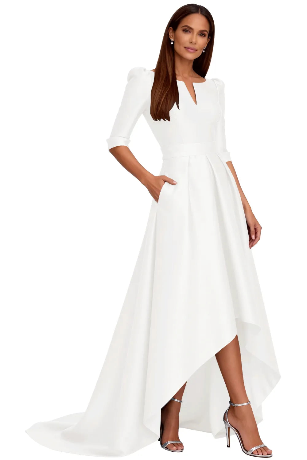 Classy Satin Formal High-Low Evening Gown