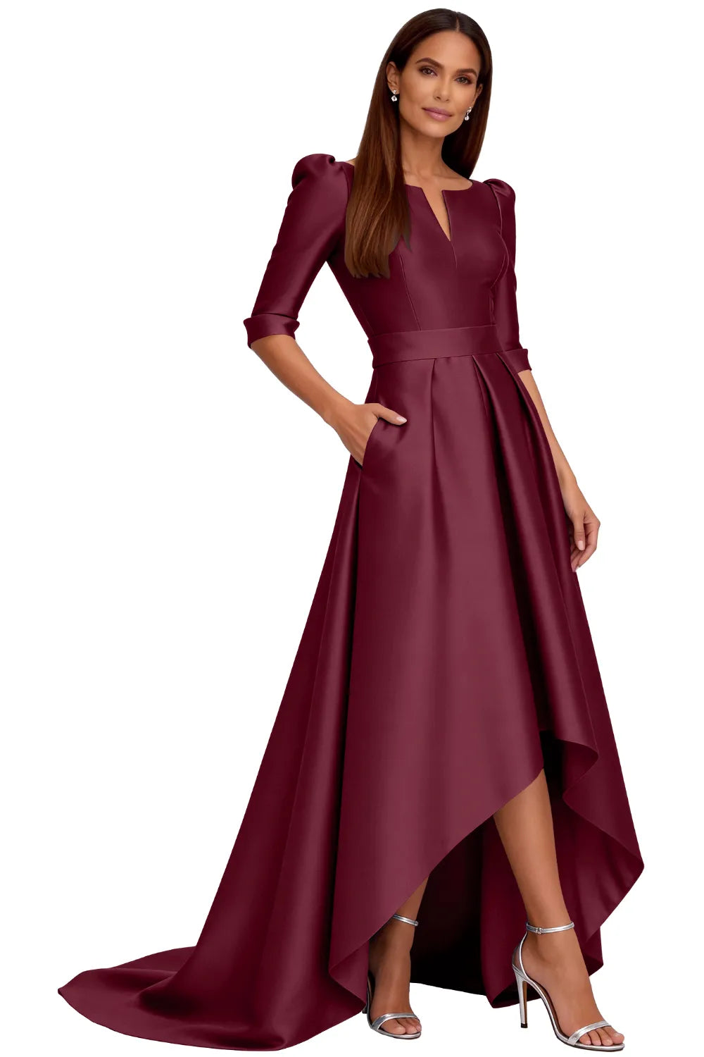 Classy Satin Formal High-Low Evening Gown