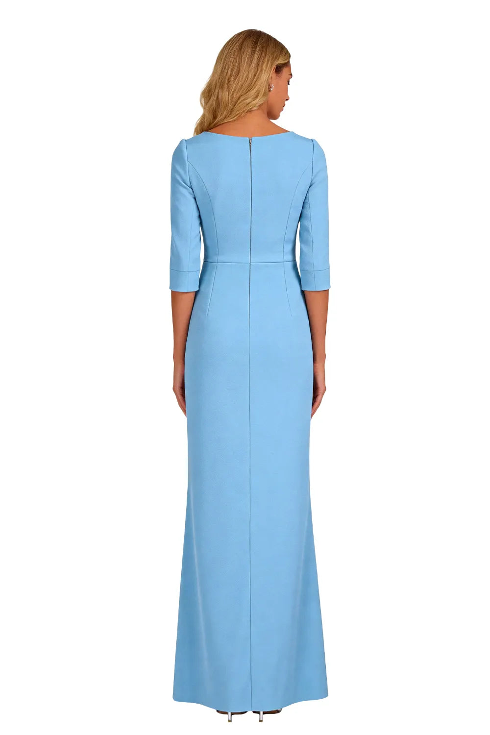 Classy Half Sleeve Formal Dress with Side Slit Design