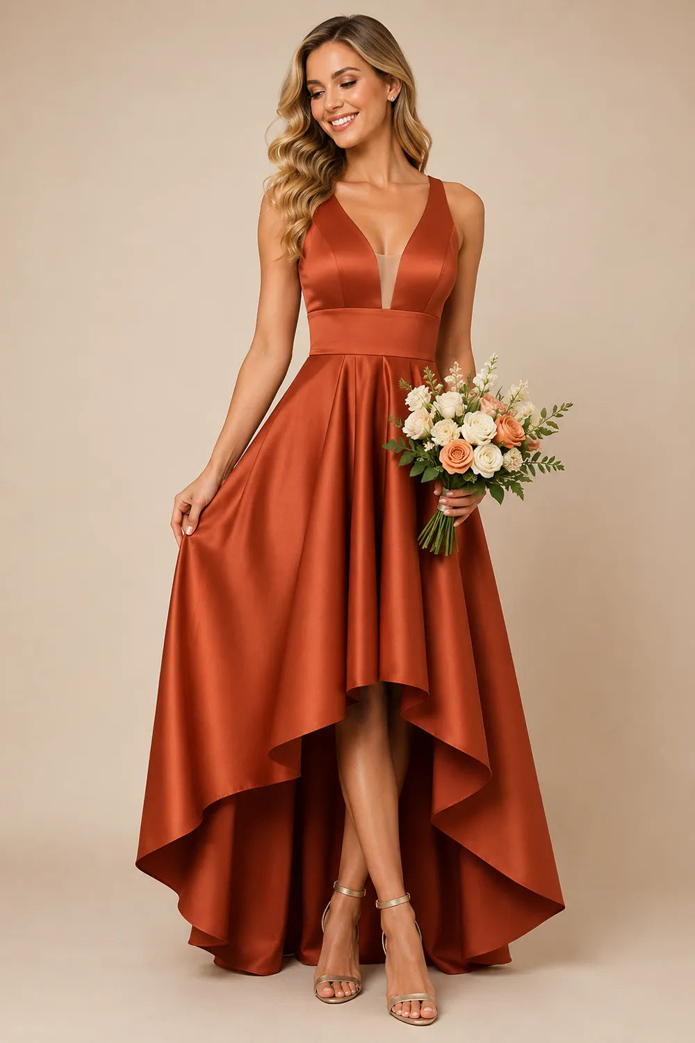 Valeria Open Back Satin Bridesmaid Dress