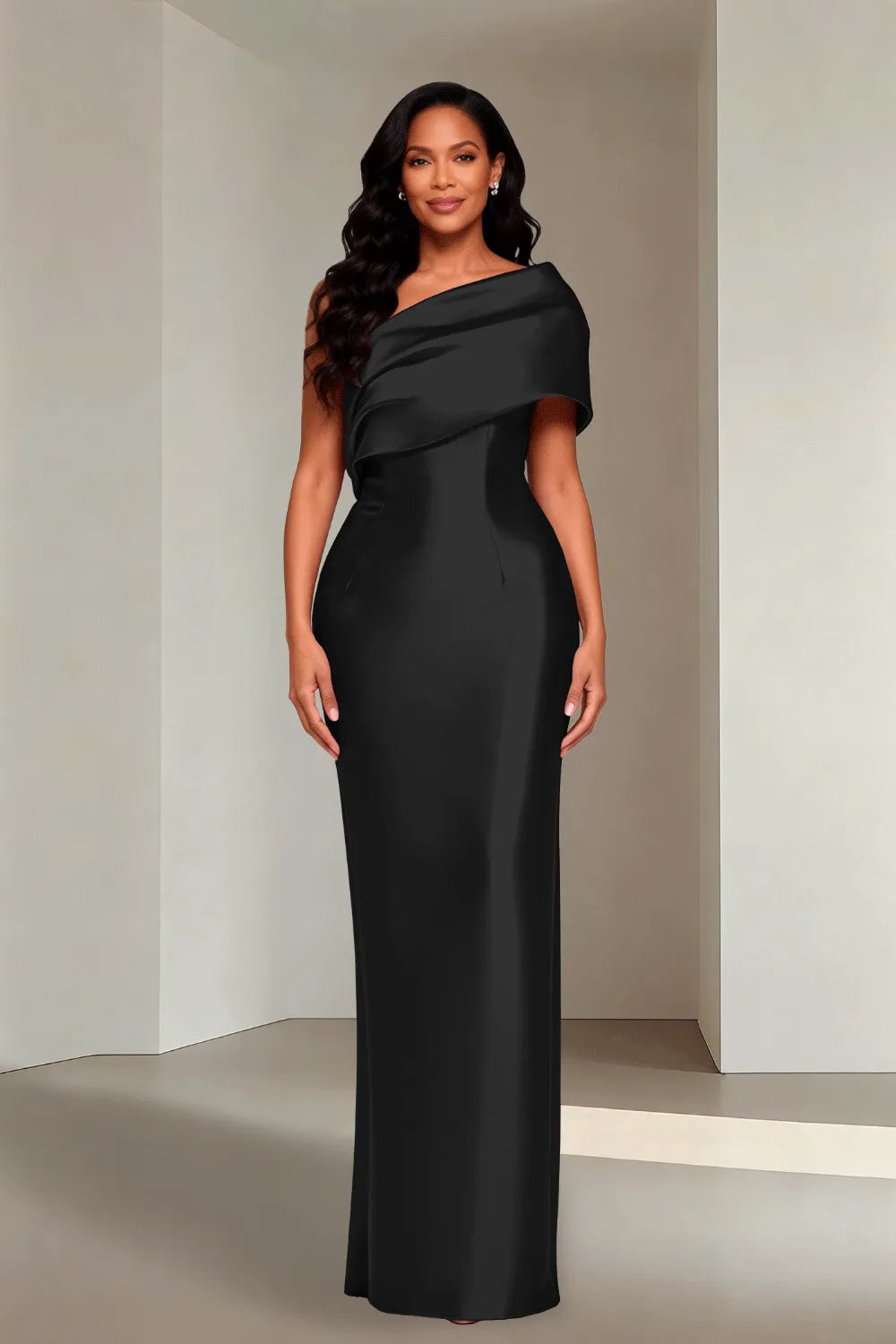 Luxury Satin One Shoulder Evening Gown