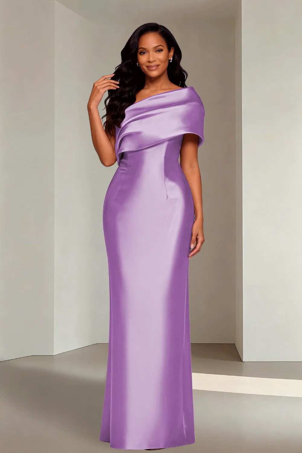 Luxury Satin One Shoulder Evening Gown