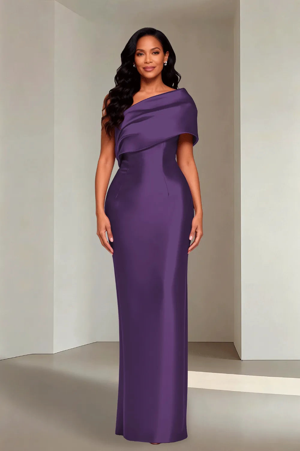 Luxury Satin One Shoulder Evening Gown