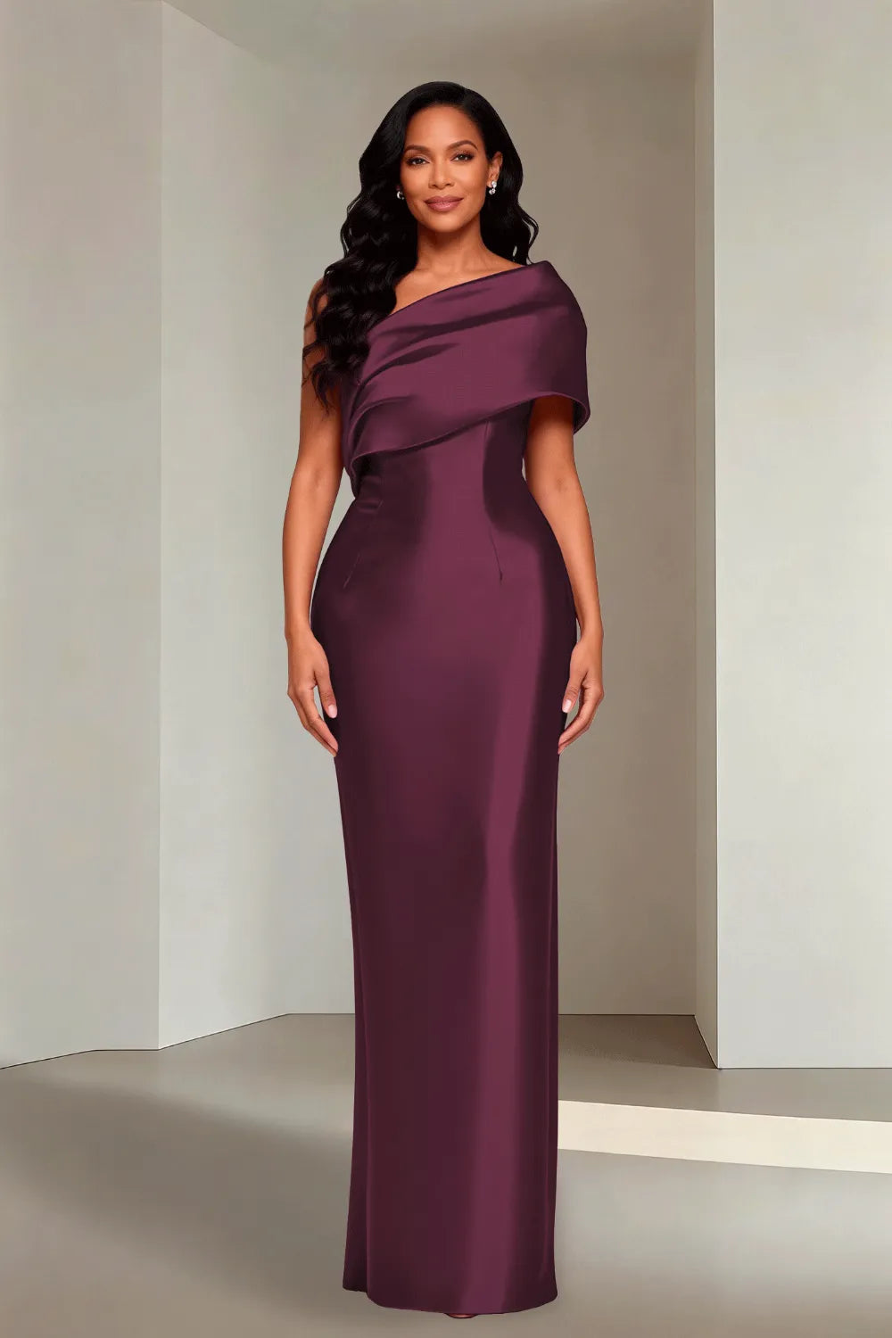 Luxury Satin One Shoulder Evening Gown