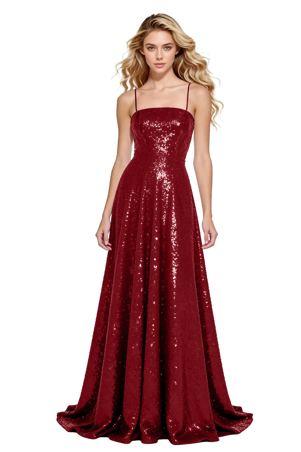 Starlight Elegance Spaghetti Sequin Maxi Gown