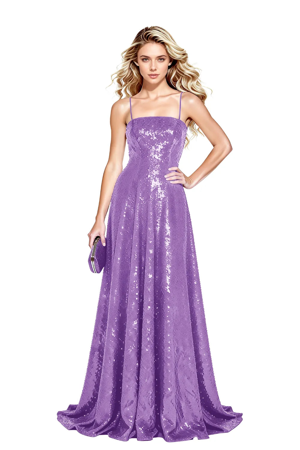 Starlight Elegance Spaghetti Sequin Maxi Gown