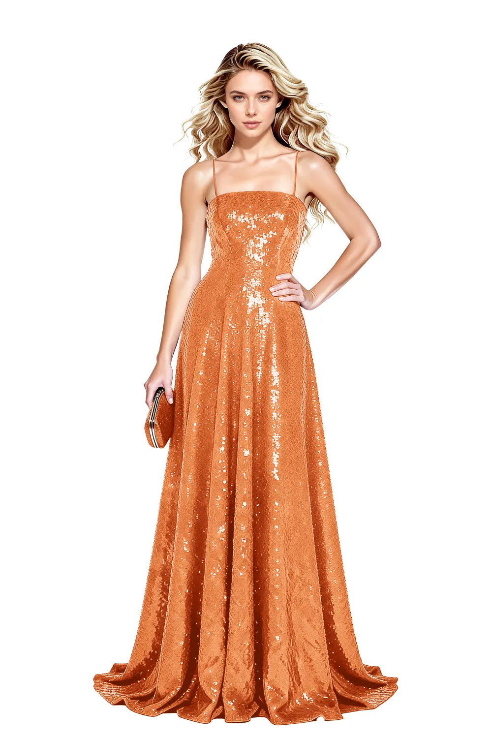 Starlight Elegance Spaghetti Sequin Maxi Gown