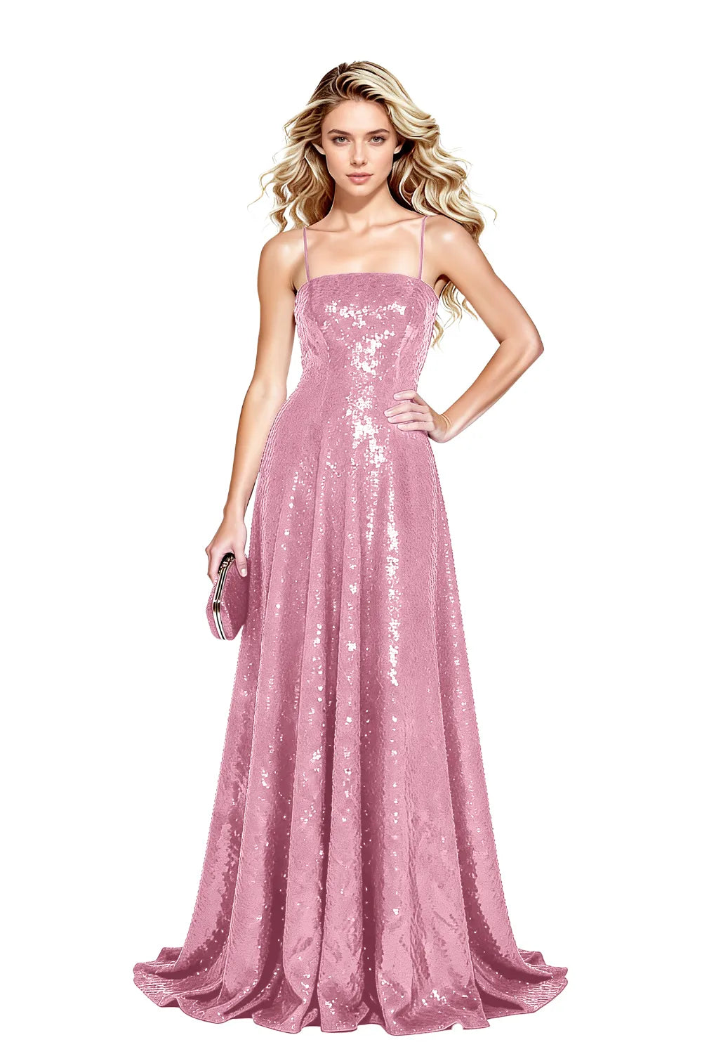 Starlight Elegance Spaghetti Sequin Maxi Gown