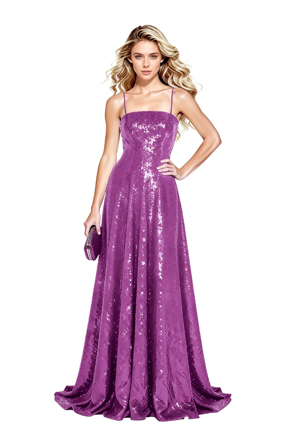 Starlight Elegance Spaghetti Sequin Maxi Gown