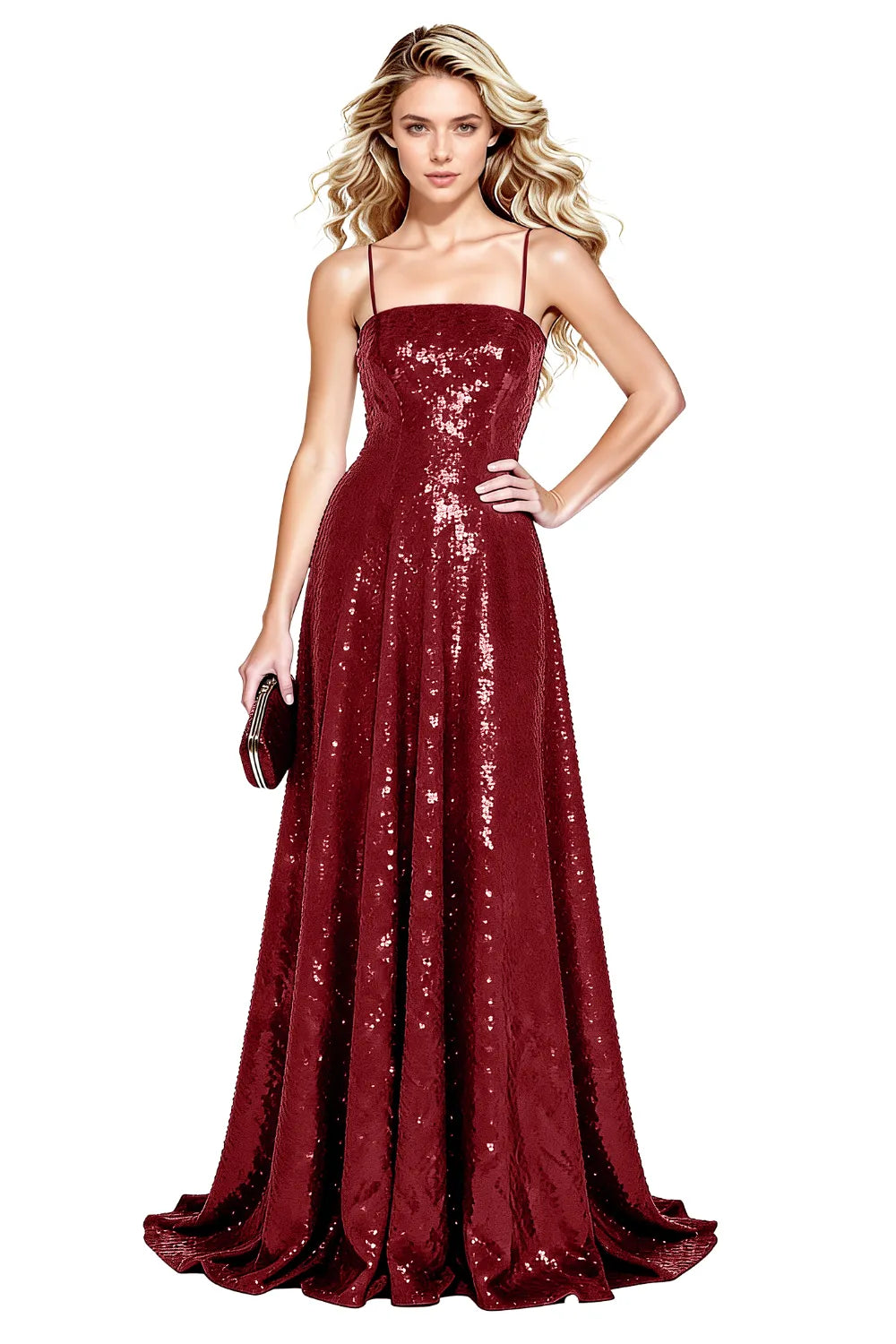 Starlight Elegance Spaghetti Sequin Maxi Gown