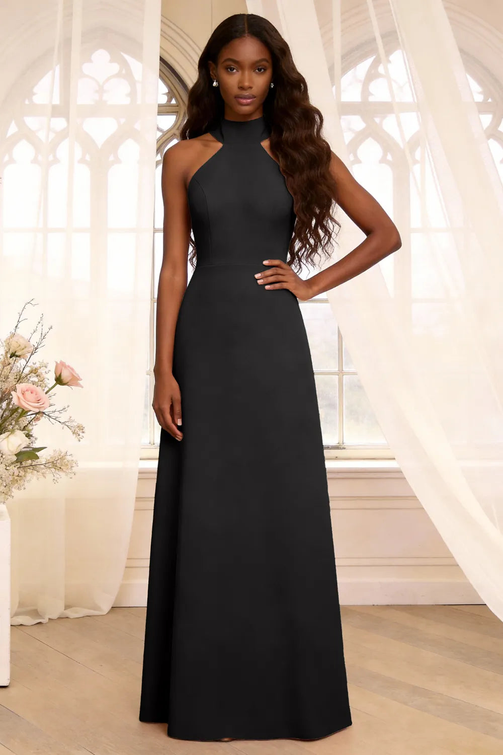 Halter Backless Floor Length Formal Dress