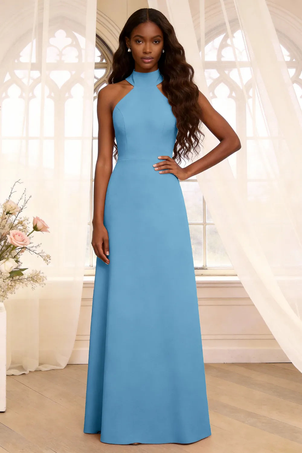 Halter Backless Floor Length Formal Dress