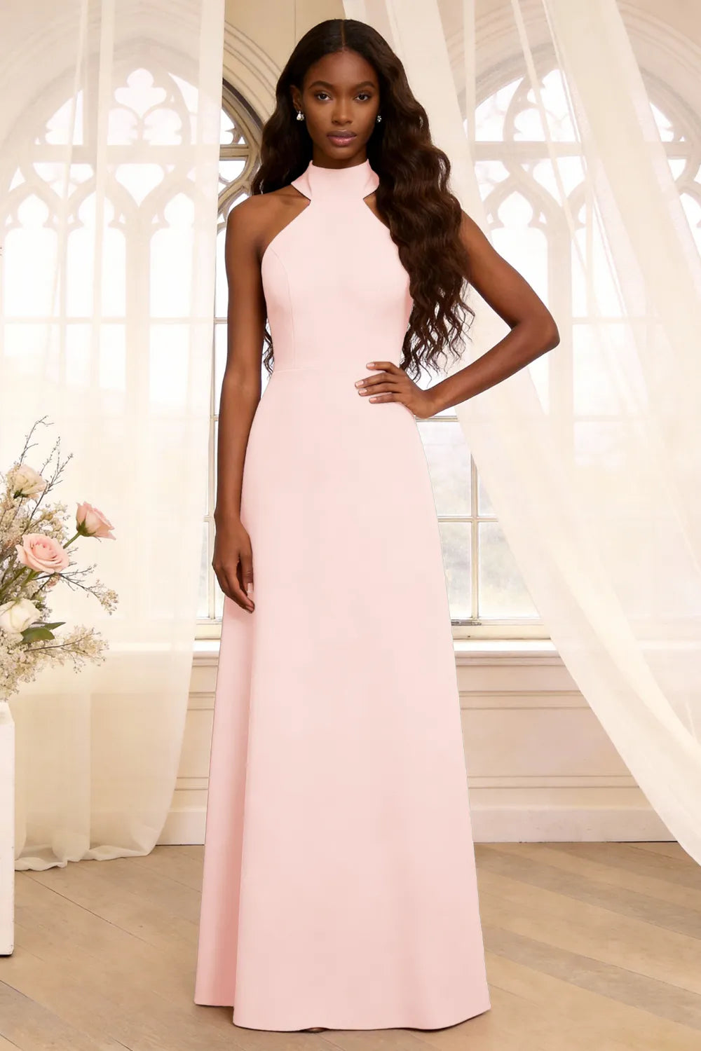 Halter Backless Floor Length Formal Dress