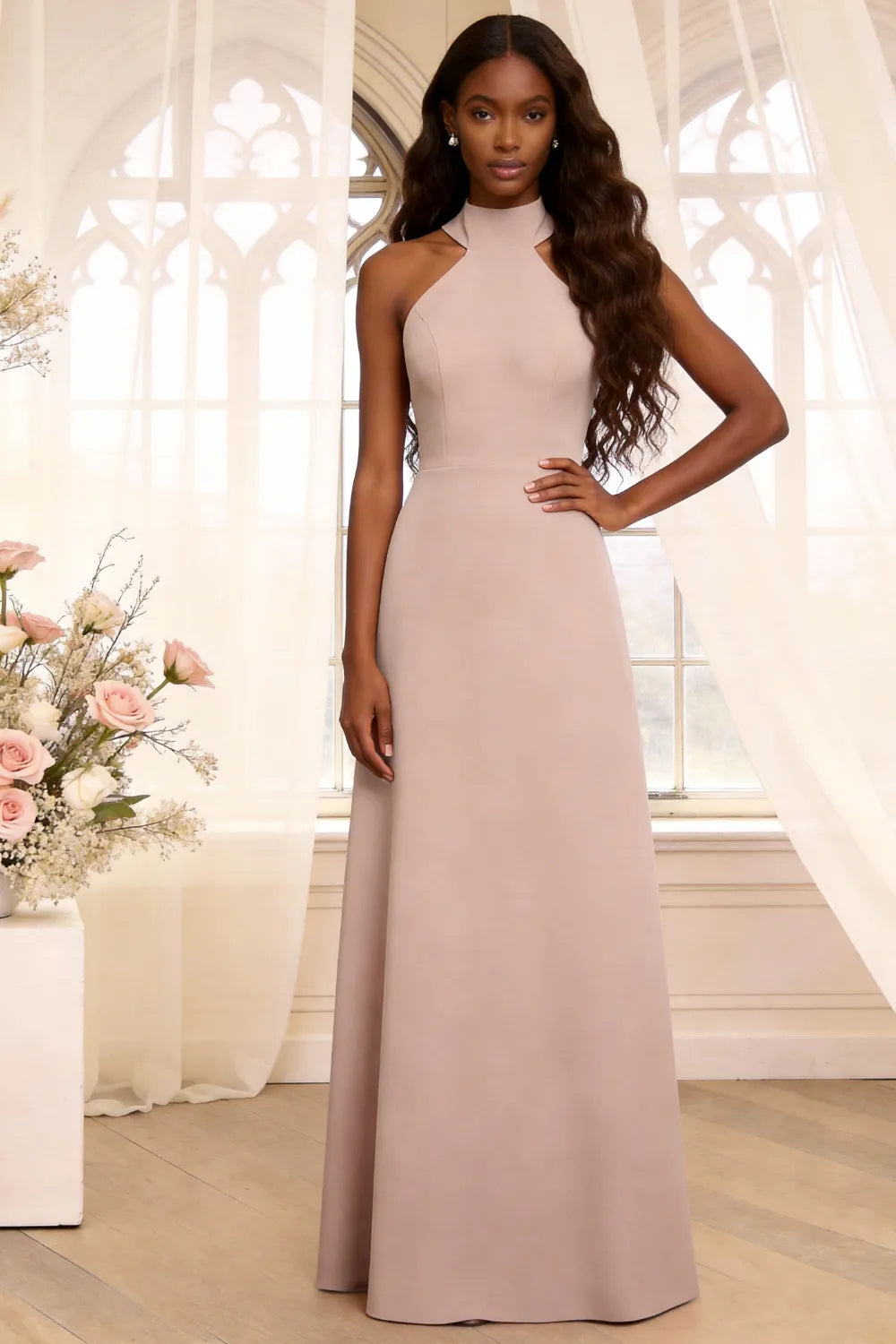 Halter Backless Floor Length Formal Dress